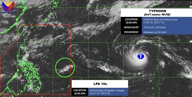 Xuất hiện áp thấp mới gần Philippines, bão In-fa gió giật đến 215 km/h